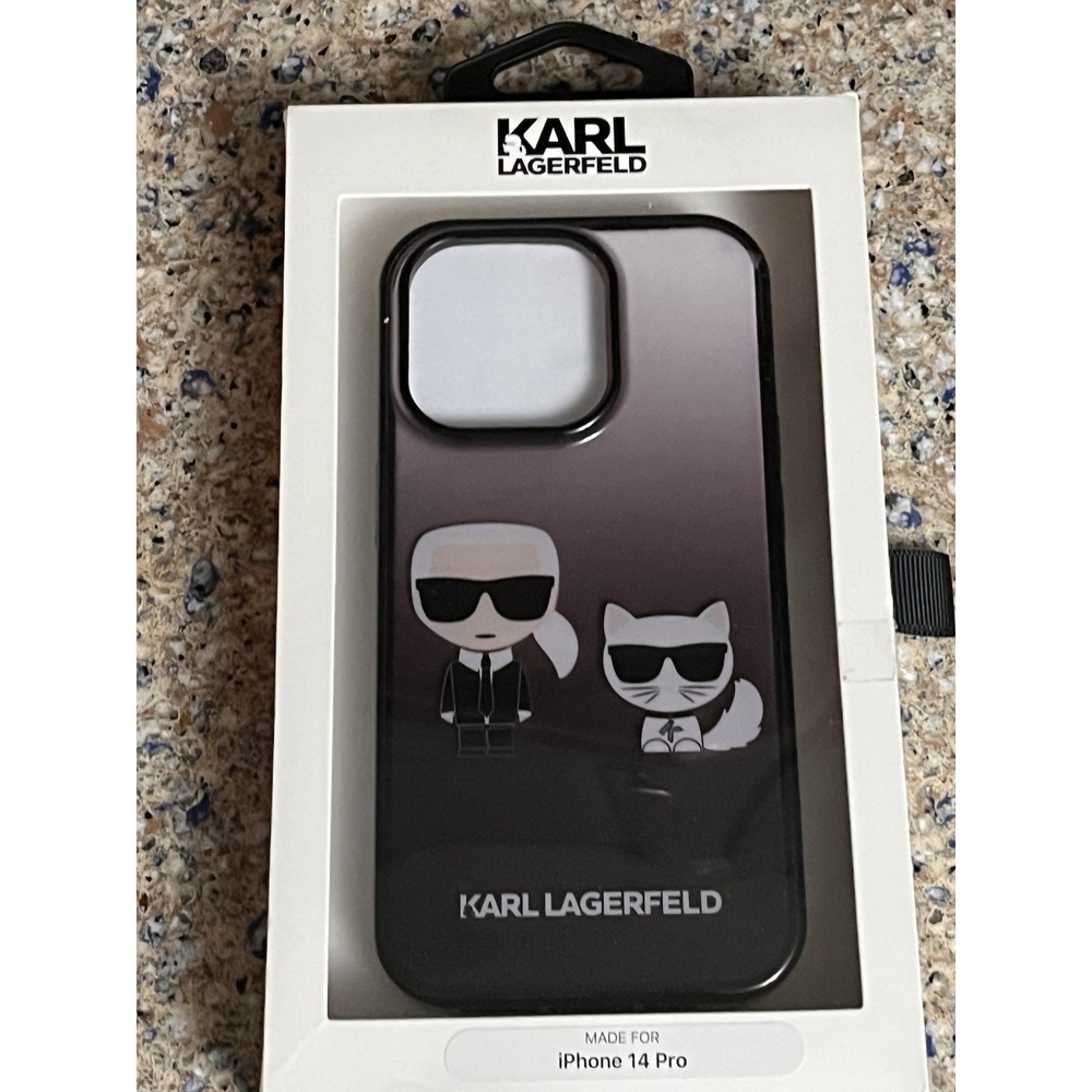 Case iPhone 14 pro Karl Lagerfeld‎ MagSafe Cat Choupette Figure Black Ombré Slim